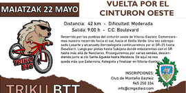 Gometxa - Subijana de Álava - Nanclares- por Sendas - por el río senda Santa Águeda - Mendoza - Estarrona - Asteguieta - Vitoria (42 km)  .